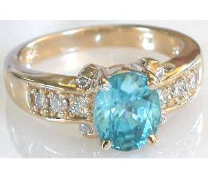 Blue Zircon Rings in 14k Yellow Gold