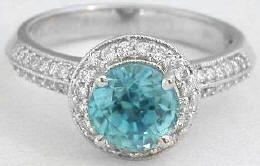 2.18 ctw Blue Zircon and Diamond Ring in 14k 