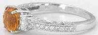 Anique Citrine Diamond Engagement Ring in 14k in 14k white gold