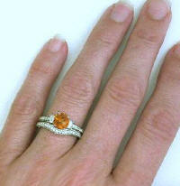 citrine wedding rings with antique style, matching band too