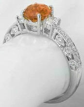 Vintage Style Citrine Diamond Rings in 14k white gold