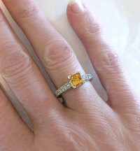 Vintage Style Princess Cut Citrine Rings in 14k white gold