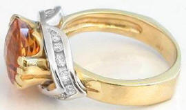 18k Citrine and Diamond Rings in 14k yellow gold