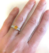 Princess Cut Citrine and Diamond Ring in 14k Gold