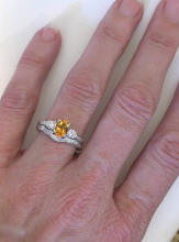 Citrine and Diamond Engagement Ring and band with Vintage Styling