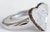 Black Diamond and White Diamond Heart Ring in 14k white gold