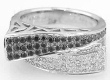 Pave Black Diamond and White Diamond Bypass Ring in 14k white gold