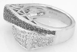 0.82 carat Black and White Diamond&nbsp;Right Hand Ring&nbsp;in 14k white gold