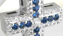 Round Sapphire and Diamond Crosses in 14k white gold