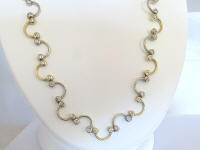 Real Round Diamond Necklace in 14k two tone white and yellow gold for sale