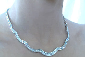 Real 10 carat Baguette Diamond Necklace in Solid Platinum