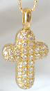 Pave Diamond Cross Pendants in 14k yellow gold