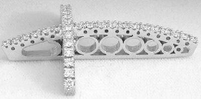 Dimensional Diamond Cross Pendant in 14k white gold