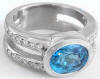 3.76 ctw Oval Blue Zircon and Diamond Ring in 14k