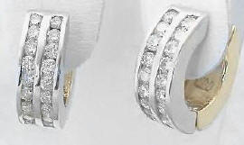 Diamond Hoop Earrings in 14k White and Yellow Gold