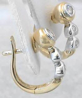 0.21 carat Petite Bezel Set Diamond Earrings with Heart Motif in 14k yellow and white gold