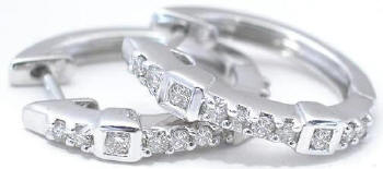 14k White Gold 0.35 ctw Diamond Hoop Earrings