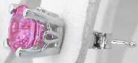 Round Pink Sapphire Solitaire Earrings in white gold
