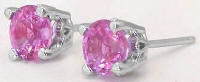 Round Pink Sapphire Stud Earrings in 14k white gold