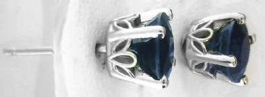 Round Sapphire Stud Earrings in 14k white gold