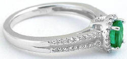 Oval Emerald Diamond Ring in 14k white gold