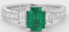 Emerald and Baguette Diamond Ring in 14k white gold