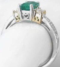 Emerald Cut Emerald and Diamond Ring in 14k white gold
