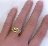 Antique Diamond Semi Mount and Matching Wedding Band in 14k gold with Engraving