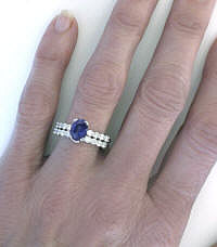 Diamond and Sapphire Engagement Rings in 14k white gold