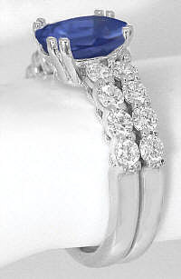 Sapphire Engagement Rings with Matching Bands in 14k white gold