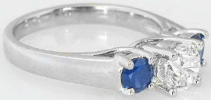 Ideal Cut Round Diamond Sapphire Ring