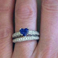 Heart Sapphire Engagement Rings in 14k white gold
