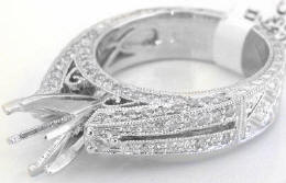 Vintage Inspired Diamond Semi Mount in 14k white gold with Engraving