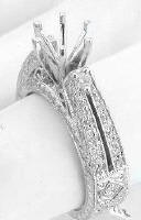 Vintage Inspired Diamond Semi Mount Rings in 14k