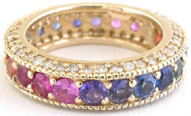 September Birthstone Promise Ring with Diamonds in Yellow Gold