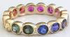 Bezel Set Rainbow natural Sapphire Eternity Band