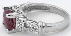 Checkerboard Faceted Rhodolite Garnet Rings in 14k White Gold