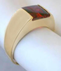 Buff Top Garnet Tank Rings in 14k Yellow Gold