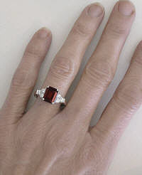 Natural Garnet Rings in White Gold in 14k white gold