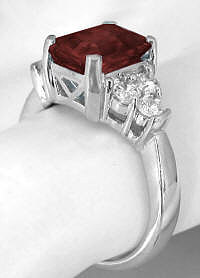 Diamond and Garnet Ring in 14k White Gold