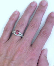 Garnet Rhodolite Diamond Engagement Rings in 14k White Gold