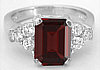Emerald Cut Garnet and Diamond Ring in 14k