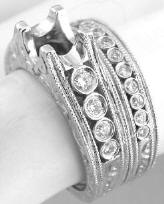 Bezel Set Diamond Engagement Semi-Mount and Wedding Ring in 18k white gold