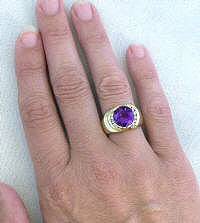 Bold Amethyst Diamond Rings in 14k Yellow Gold