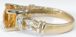 Checkerboard 8mm Citrine Rings in 14k yellow gold