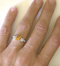 Princess Cut Citrine and White Sapphire Rings in 14k white gold