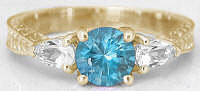 Swiss Blue Topaz White Sapphire Engagement Rings in 14k Yellow Gold