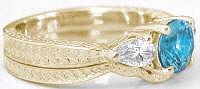 Swiss Blue Topaz White Sapphire Wedding Rings in 14k Gold