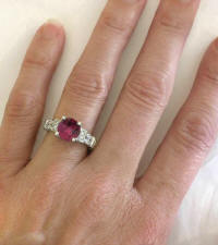 Rhodolite Garnet and Diamond Rings in 14k in 14k white gold