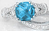 Cushion Blue Topaz Engagement Ring in 14k white gold